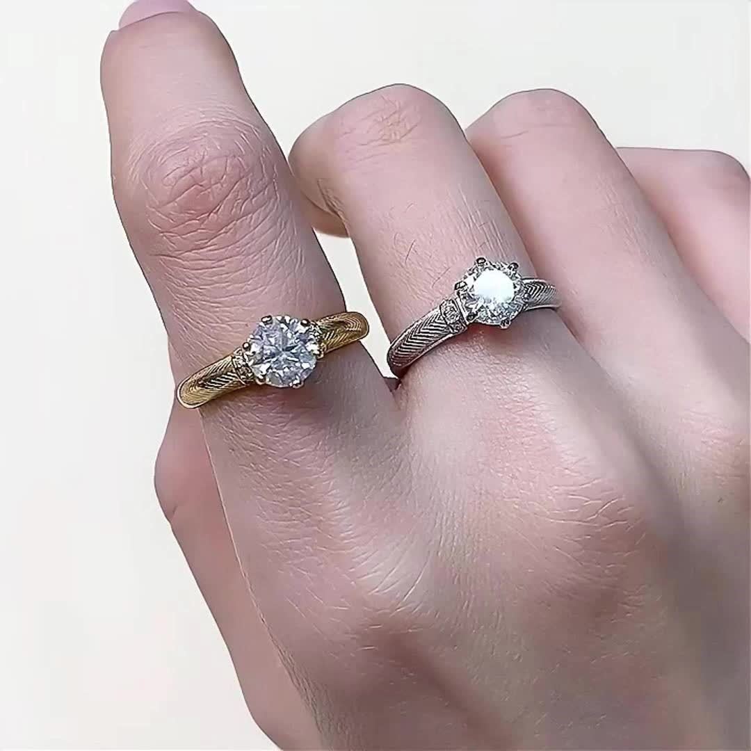 Vintage-Inspired 8ct Moissanite Ring in S925 Silvery